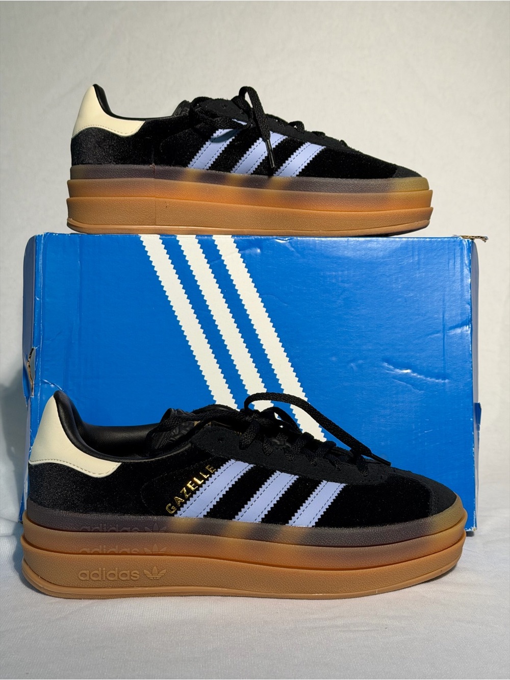 Adidas Gazelle Bold Triple Stack Black Velvet Purple Platform Girls 4.5 Y/W6 NWT
